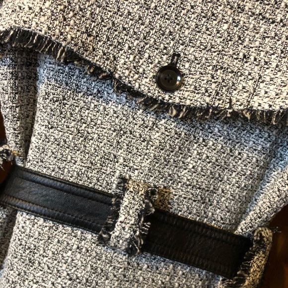 Leather & Tweed Coat Rachel Zoe Christopher Trench - Picture 5 of 8